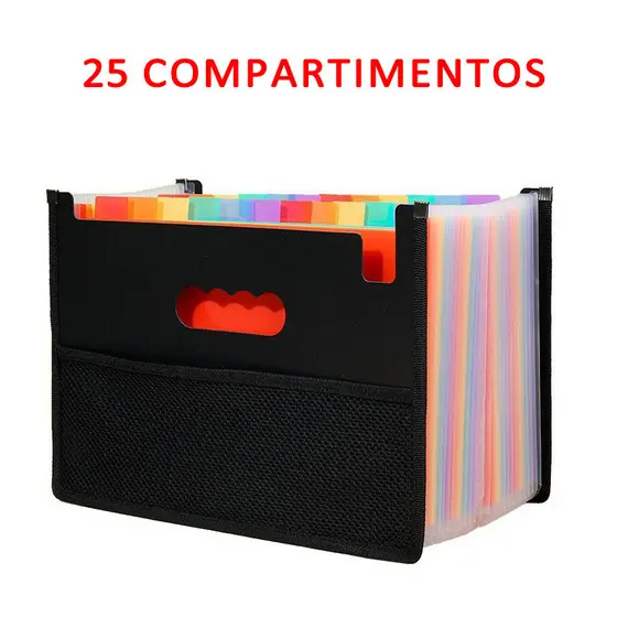 Pasta Arquivo Organizadora Expansível Divisórias Documentos 25 Divisorias