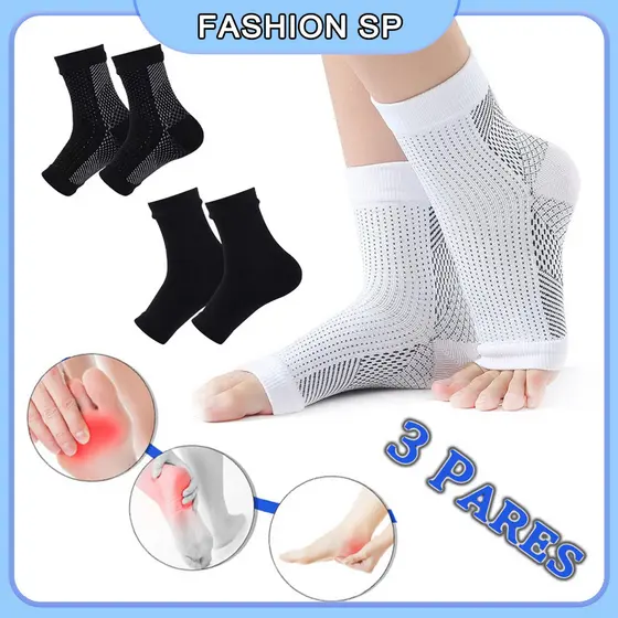 3 Pares De Meias De Neuropatia Para Mulheres/Homens Tornozelo Compressão Alívio Da Dor/Plantar Fasciite Homem Inchaço Do