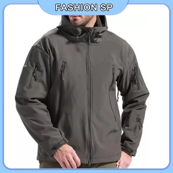Jaqueta Tática Impermeável Masculina Com Pele Macia Shark