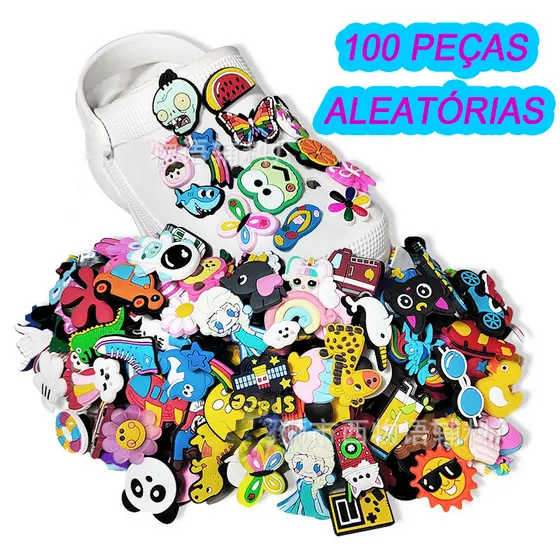 Kit 100 Pcs Pins Botons Aleatório Personagens De Desenhos Animados, Animais De Estimação E Flores Pronta Entrega
