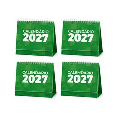 Kit 4 Calendários de Mesa 2027 Espiral Base Resistente Planejamento Mensal