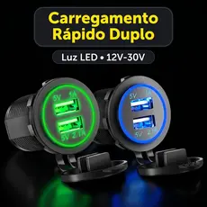 Tomada Carregador Usb 12v/24v Veicular 2 Saídas 1.0a E 2.1a