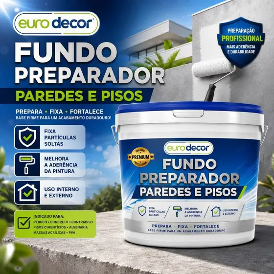 Fundo Preparador 3,6L Ou 16L Incolor Paredes E Pisos Externos Internos Massas Acrílicas e PVA