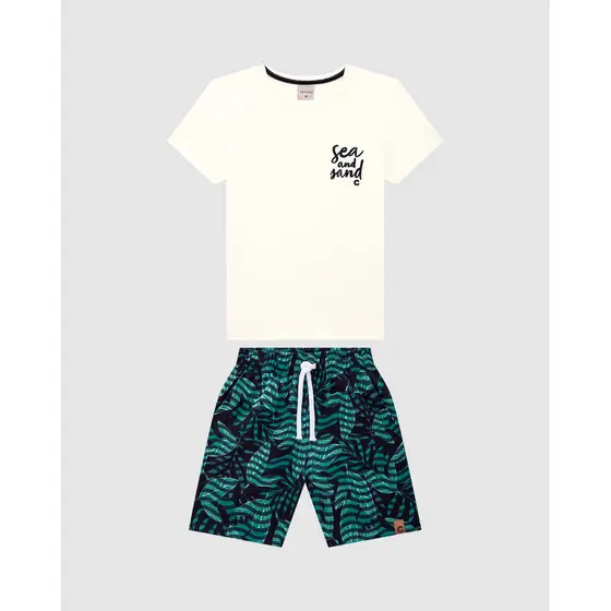 Conjunto Menino Camiseta Sea And Sand Em Algodão - Carinhoso