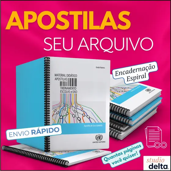 APOSTILAS - Impressão de Apostilas Até 500 páginas Colorida A4 com encadernação Frente e verso