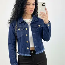 Jaqueta Feminina Jeans Casaco Jaquetinha Cropped Manga Longa Com Lycra Original