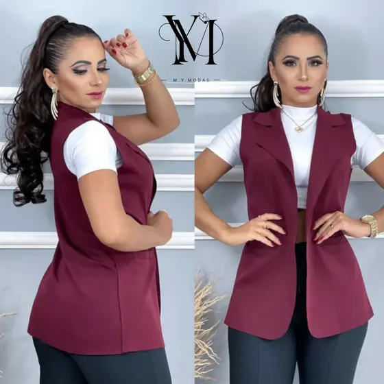Max Colete Feminino Neoprene Moda Com Bolso Falso