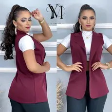 Max Colete Feminino Neoprene Moda Com Bolso Falso