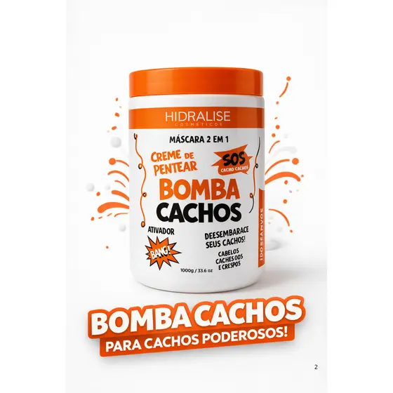 Cremes de Pentear Bomba de Cachos 1kg Cada  Cabelos Cacheados, Hidratação e Definição