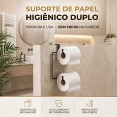 Suporte Duplo Porta Papel Higiênico Sem Furo Encaixe Caixa Acoplada Resistente Papeleira Luxo