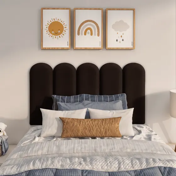 Kit 5 Placas Cabeceira Modulada Estofada Para Cama Box Solteiro 45x20cm Nuvem - Envio Imediato