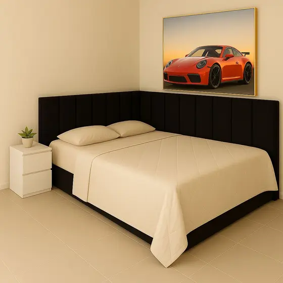 Cabeceira Estofada Premium Em L Cama Box KING 45x20cm Retangular Todos Os Tamanhos Envios Imediato