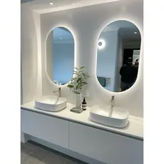Espelho Decorativo De Parede Oval Lapidado Luxuoso 80X50Cm Luz de Led Fonte Bivolt - ENVIO IMEDIATO