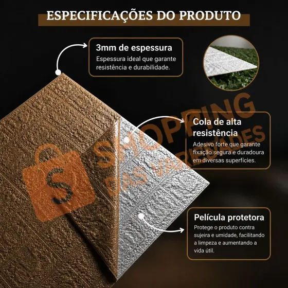 Kits Paineis Decorativos 3D Autocolante Tijolinho 70x77 Decoração Parede - Envio imediato