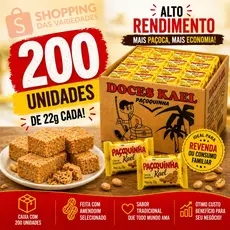 Doce de Amendoim Paçoca Rolha Paçoquinha 22g Quadrada Kael Caixa 200 unidades 4.4kg