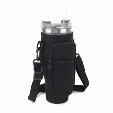 Suporte para Copo ou Garrafa Bolsa Porta Garrafas Alça Ajustável e Bolso para Ombro Portátil