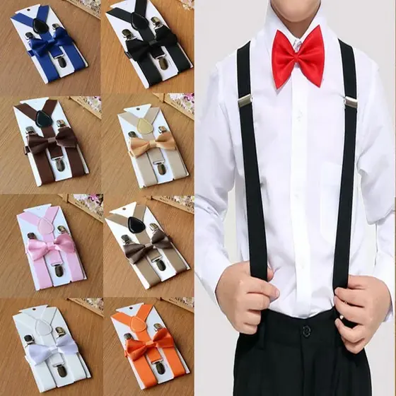 Kit 1 Suspensório + 1 Gravata Borboleta Para Adulto Unissex Casamento Eventos