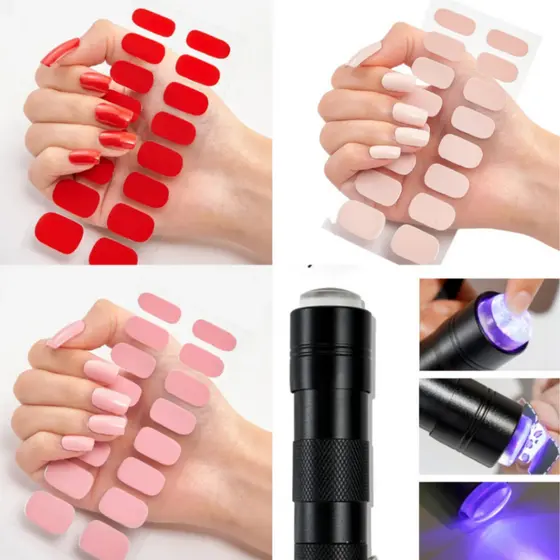 Película de Esmalte Adesiva em Gel Semi Curada Autocolante/Cabine Lampada Led Uv Fácil Aplicação