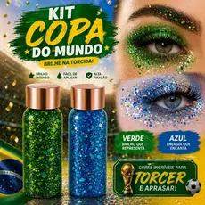 Glitter Gel Facial Corporal Copa Do Mundo Brilho Maquiagem Brasil Torcida Rosto Corpo Longa Fixação