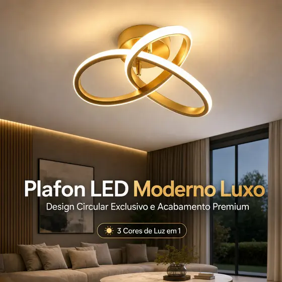 Luminária de LED Bivolt 3 Cores 22W Moderna Lustre para Corredor Sala Quarto Cozinha Luminária De Teto