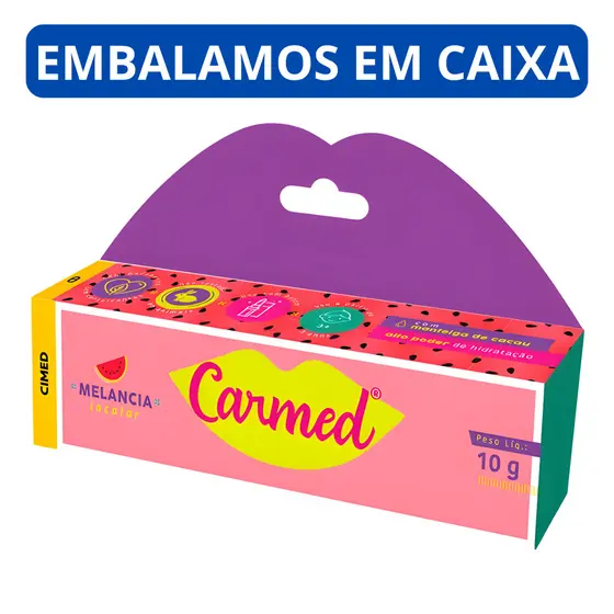 Carmed Hidratante Labial Melancia - Edição Ilimitada, Bisnaga 10g, Cheirinho de Melancia