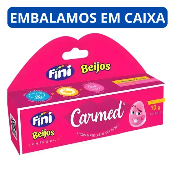 Carmed Hidratante Labial Fini Beijos Com Cor - Edição Ilimitada, Bisnaga 10g, Cheirinho de Fini
