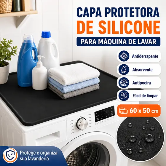 Capa Protetora de Silicone para Máquina de Lavar - Antiderrapante, Absorvente e Antipoeira