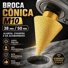 Broca de chanfrar diamante, serra de furo cerâmico rosqueada M10, moagem de chanfradura cônica de 38/50 mm