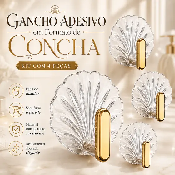 KIT 4 Gancho Adesivo/ Parede Multifuncional Autocolante Casa Cozinha Quarto Banheiro Organizado