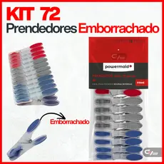 Kit 12 a 72 Grampos de Roupa Prendedores Emborrachados Powermaid para Roupas Pregadores de Roupa Para Varal Resistente