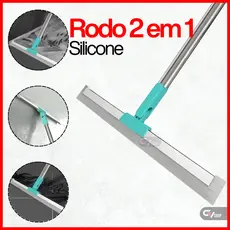 Rodo de Silicone Para Limpeza de Piso Vidros Com Gancho Secos e Molhados Uso Duplo Vassoura Mágica