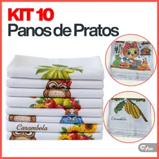 Pano De Prato 10 Peças Atacado Estampado Colorido Premium Bainha Kit Com 100% Algodão Alta Qualidade