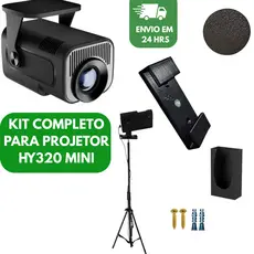Kit Suporte para Projetor HY320 Mini – Parede/Teto + Suporte de Controle + Tampa de Lente (não inclui projetor)