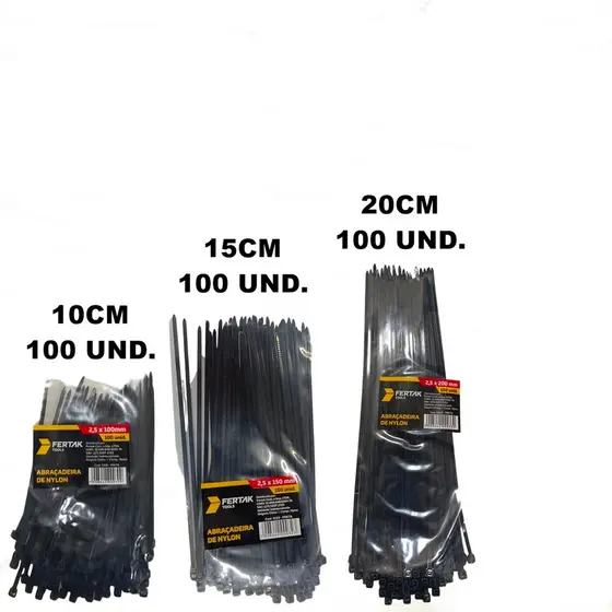 Kit 300 Abraçadeiras 10/15/20cm Enforca Gato De Nylon Presilha