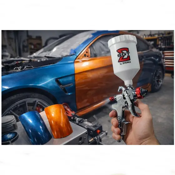 Pistola Máquina De Pintura Pneumática Gravidade HVLP 600ML Tanque Alto Bico 1,4mm