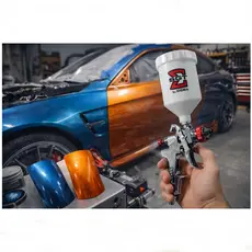 Pistola Máquina De Pintura Pneumática Gravidade HVLP 600ML Tanque Alto Bico 1,4mm