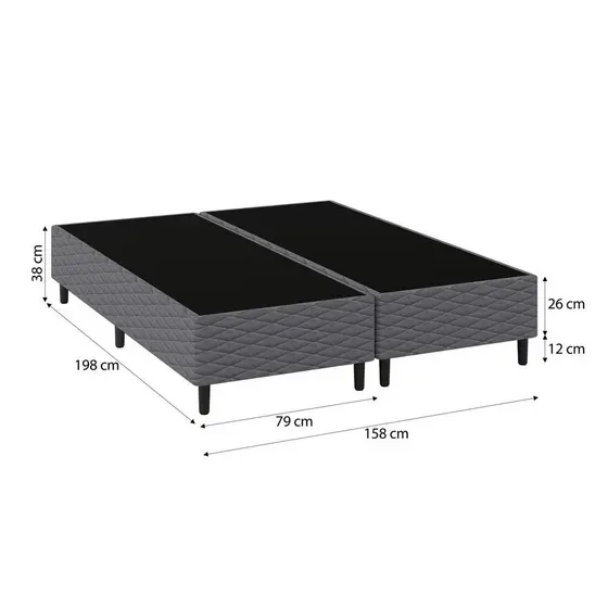 Base Cama Box para Colchão Casal Queen 158x198cm Flávia Cinza Umaflex