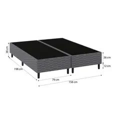 Base Cama Box para Colchão Casal Queen 158x198cm Flávia Cinza Umaflex