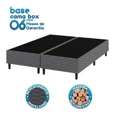Base Cama Box para Colchão Casal King 193x203cm Flávia Cinza Umaflex