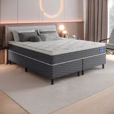 Cama de Casal King com Colchão Casal Molas Ensacadas Pillow Top Cama Box 193x203 Umaflex