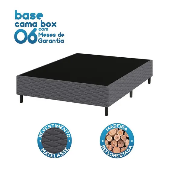 Base Cama Box para Colchão Casal 138x188cm Flávia Cinza Umaflex