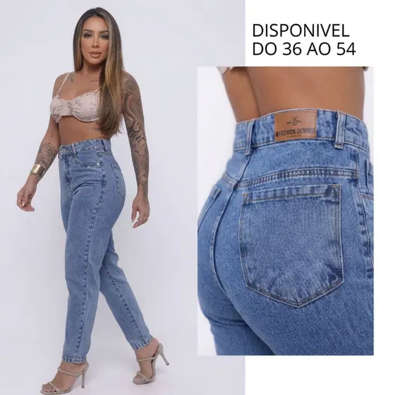 Calça Jeans Mom Feminina Cintura Alta Feminina Tecido 100% Algodão