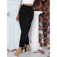 Calça Feminina Lãzinha Com Fenda Lateral e Laço no Tornozelo Tendência Outono Fashion