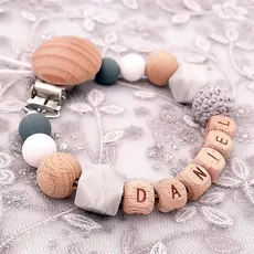 Nome Personalizado Clipes Baby Pacifier Acessórios De Corrente Dentição De Madeira Feitos À Mão Porta Teether BPA Livre