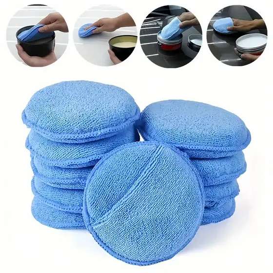 10 esponjas de microfibra azuis de 5 polegadas para aplicação de cera - ultra macias, não abrasivas, sem fiapos - perfei
