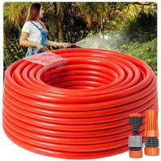 Mangueira de Jardim Siliconada ate 30 Metros 1/2 Vermelha Com Kit Esguicho RealFlex