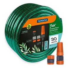 Mangueira Jardim Trançada Tramontina 3 Camadas Flexível Até 30 Metros kit Engate rápido