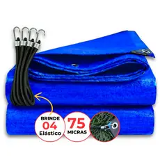 Lona 5x5 Impermeável Azul Leve Caminhão Plástica Com Kit 4 Extensor Elástico