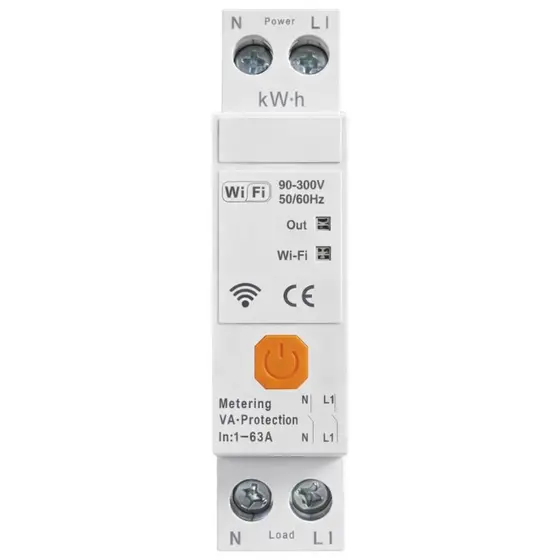 Disjuntor Inteligente Wi-Fi 1P+N Corte Duplo Fase e Neutro