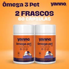 Kit Ômega 3 Pet Suplemento Concentrado 60 Cápsulas DHA EPA Cães Gato Pelo Pele Imunidade Sabor Carne